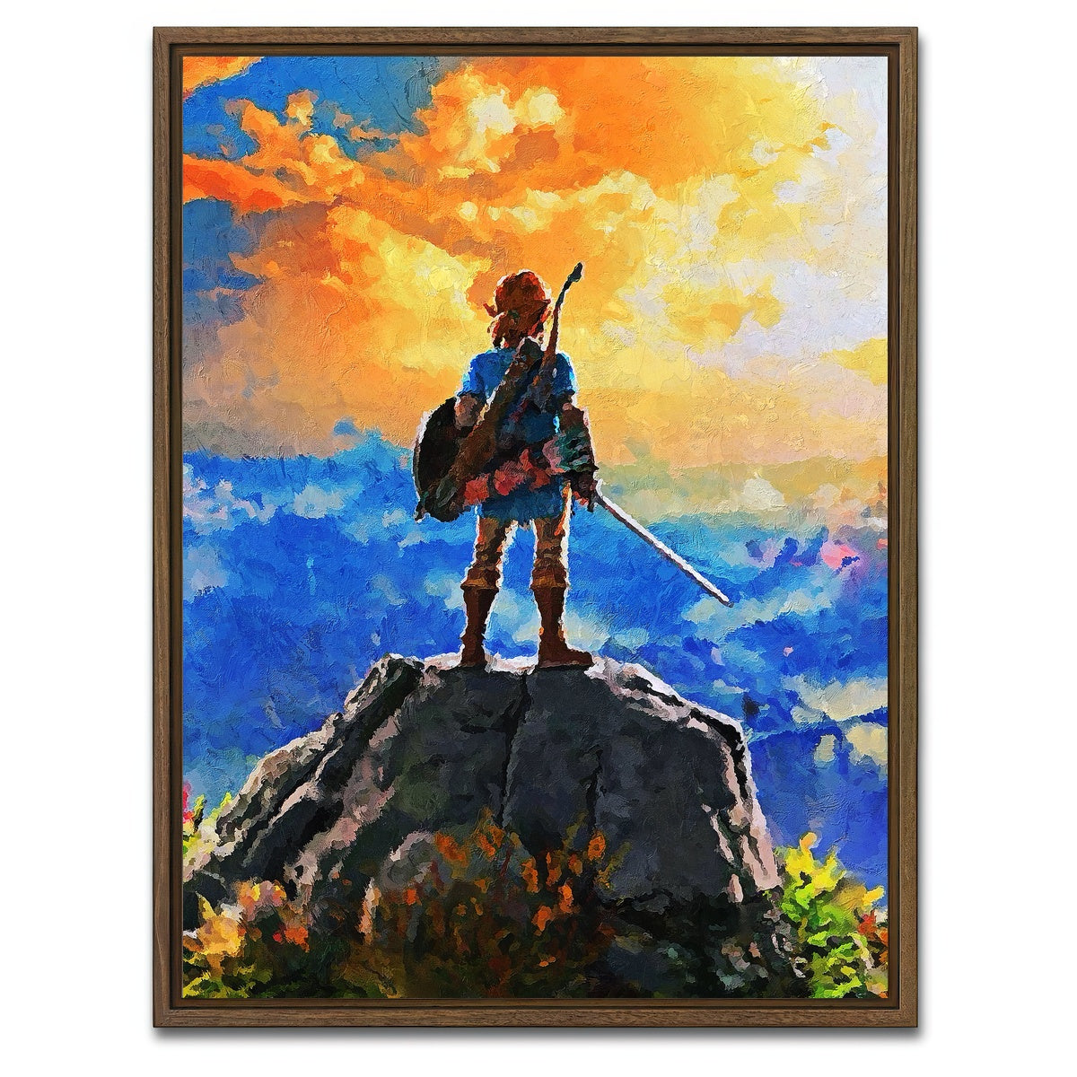 AUTO-MOCKUP WHITE | zelda painting | 1 Piece | Walnut Framed Canvas | group=3x4