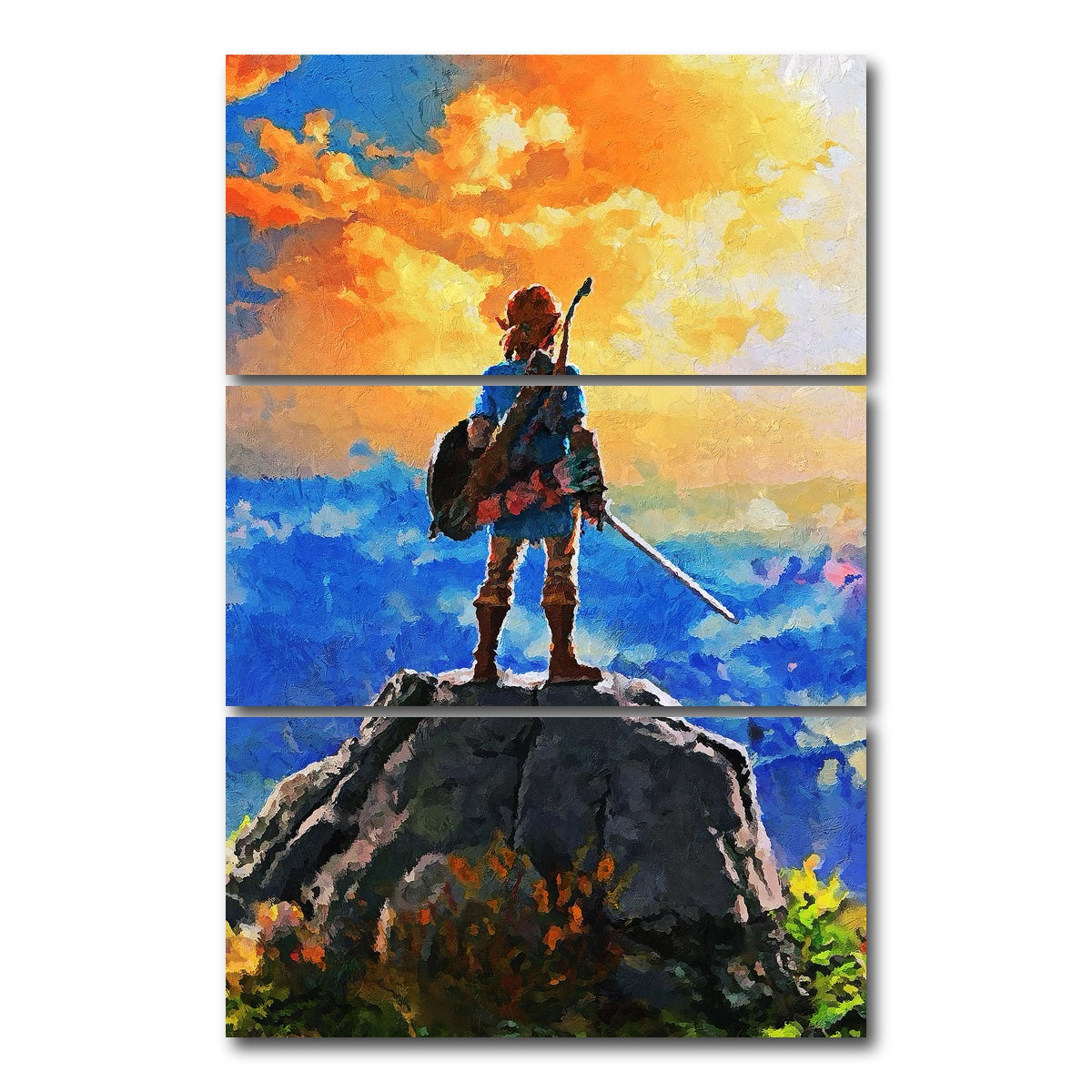 AUTO-MOCKUP WHITE | zelda painting | 3 Piece | Gallery Wrap Canvas | group=12x24_stacked