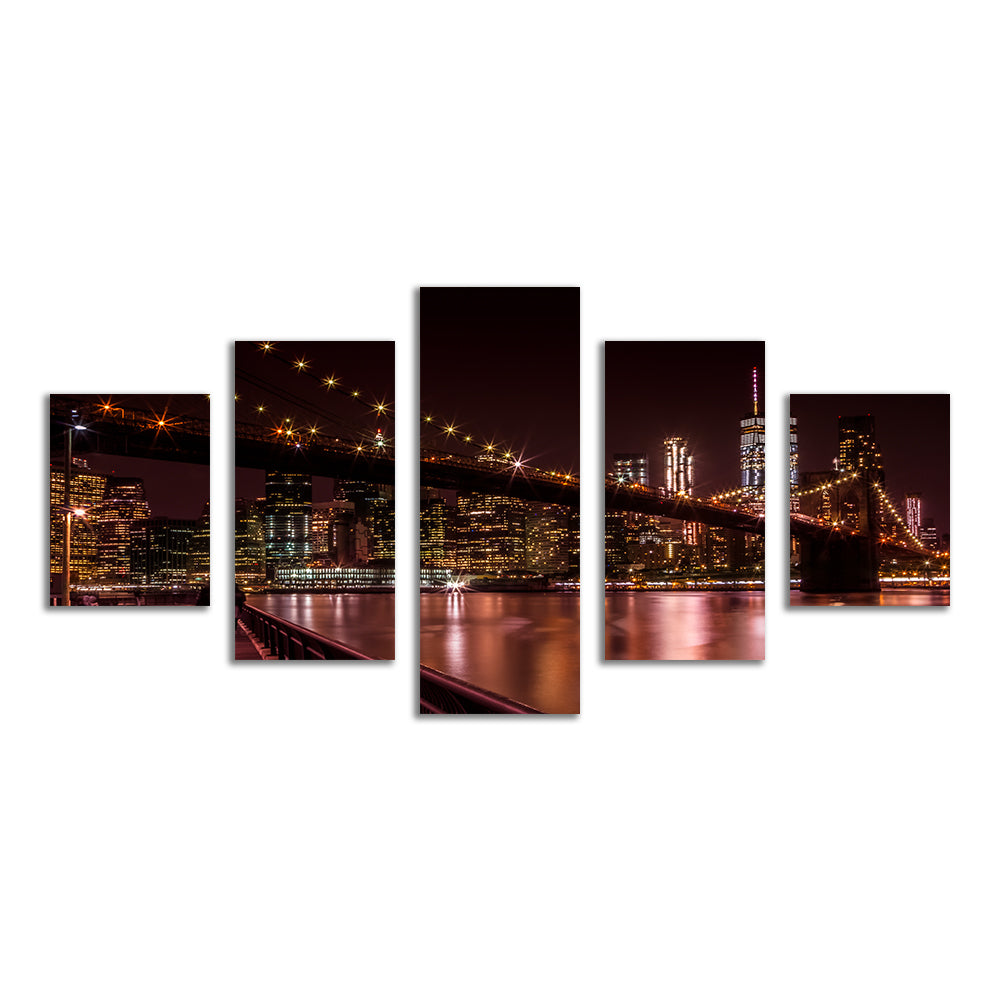 Manhattan Skyline & Brooklyn Bridge Sunset Wall Art