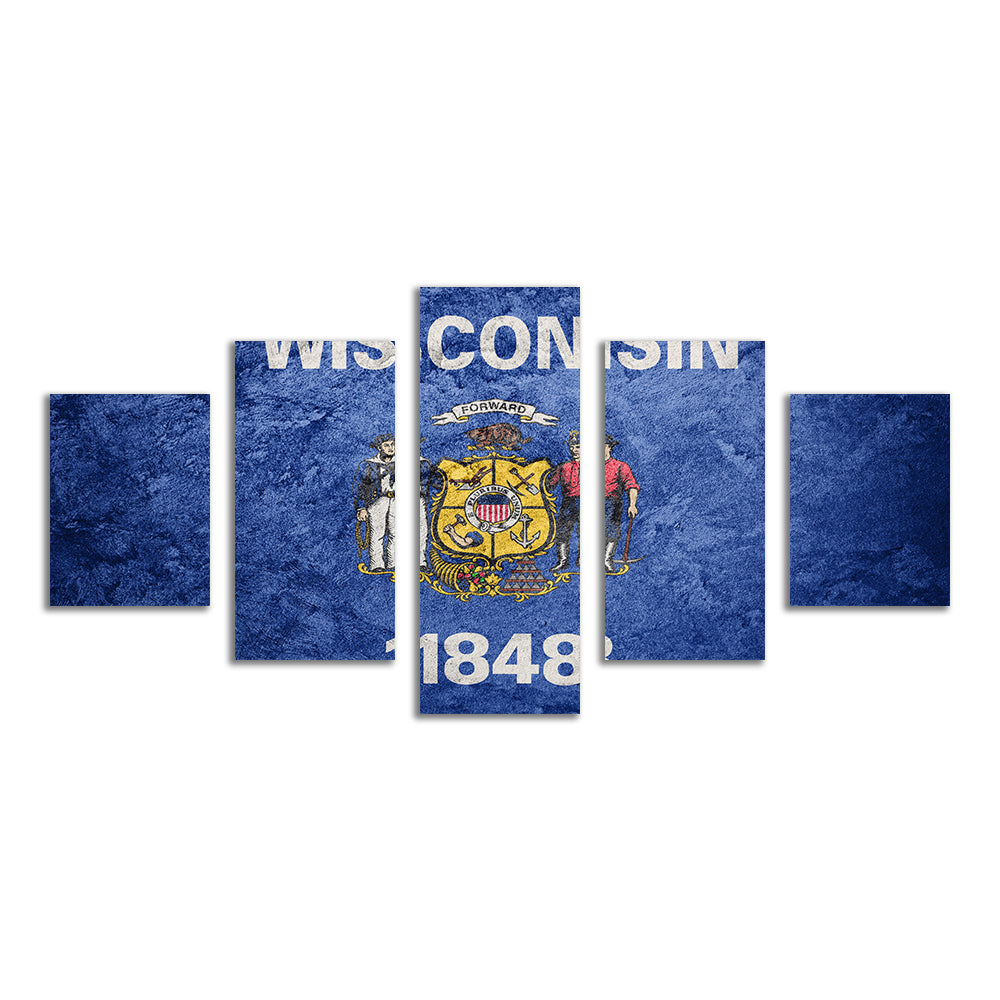 Wisconsin Flag Grunge Wall Art
