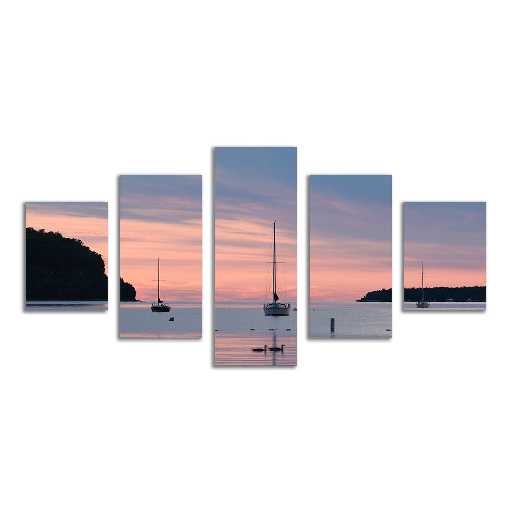 Sailboats At Sunset Door County Wall Art
