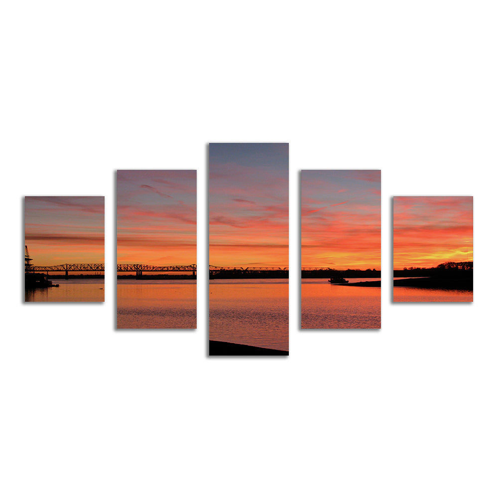 Sunset Mississippi River In Memphis Wall Art