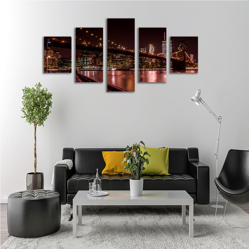 Manhattan Skyline & Brooklyn Bridge Sunset Wall Art
