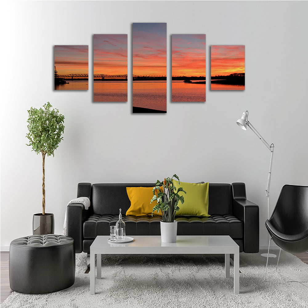 Sunset Mississippi River In Memphis Wall Art