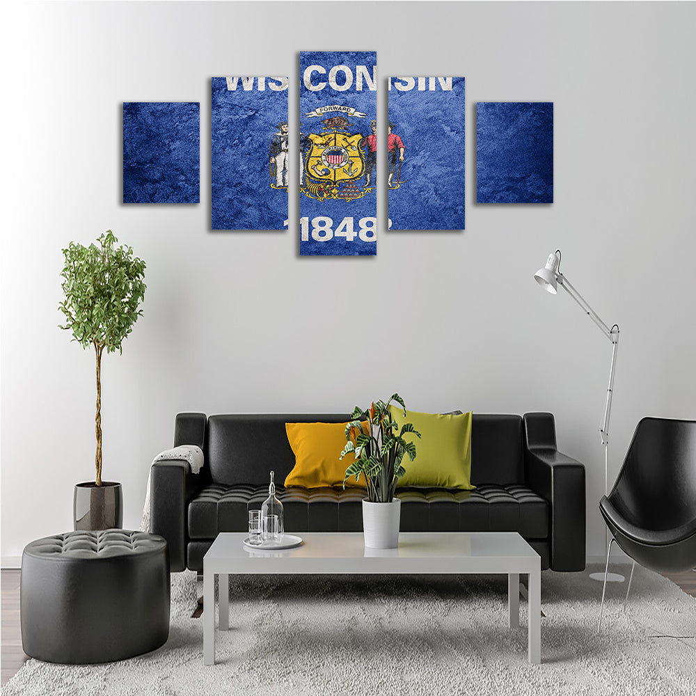 Wisconsin Flag Grunge Wall Art