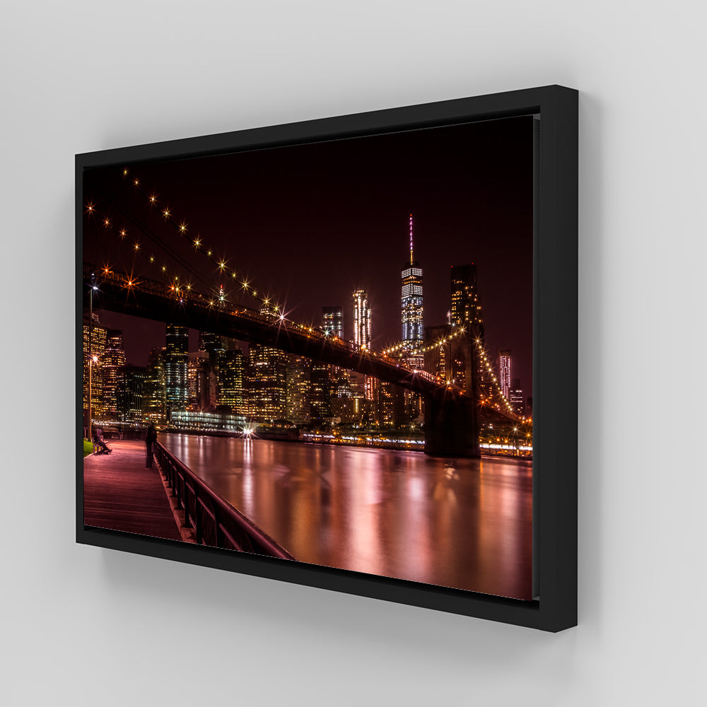 Manhattan Skyline & Brooklyn Bridge Sunset Wall Art