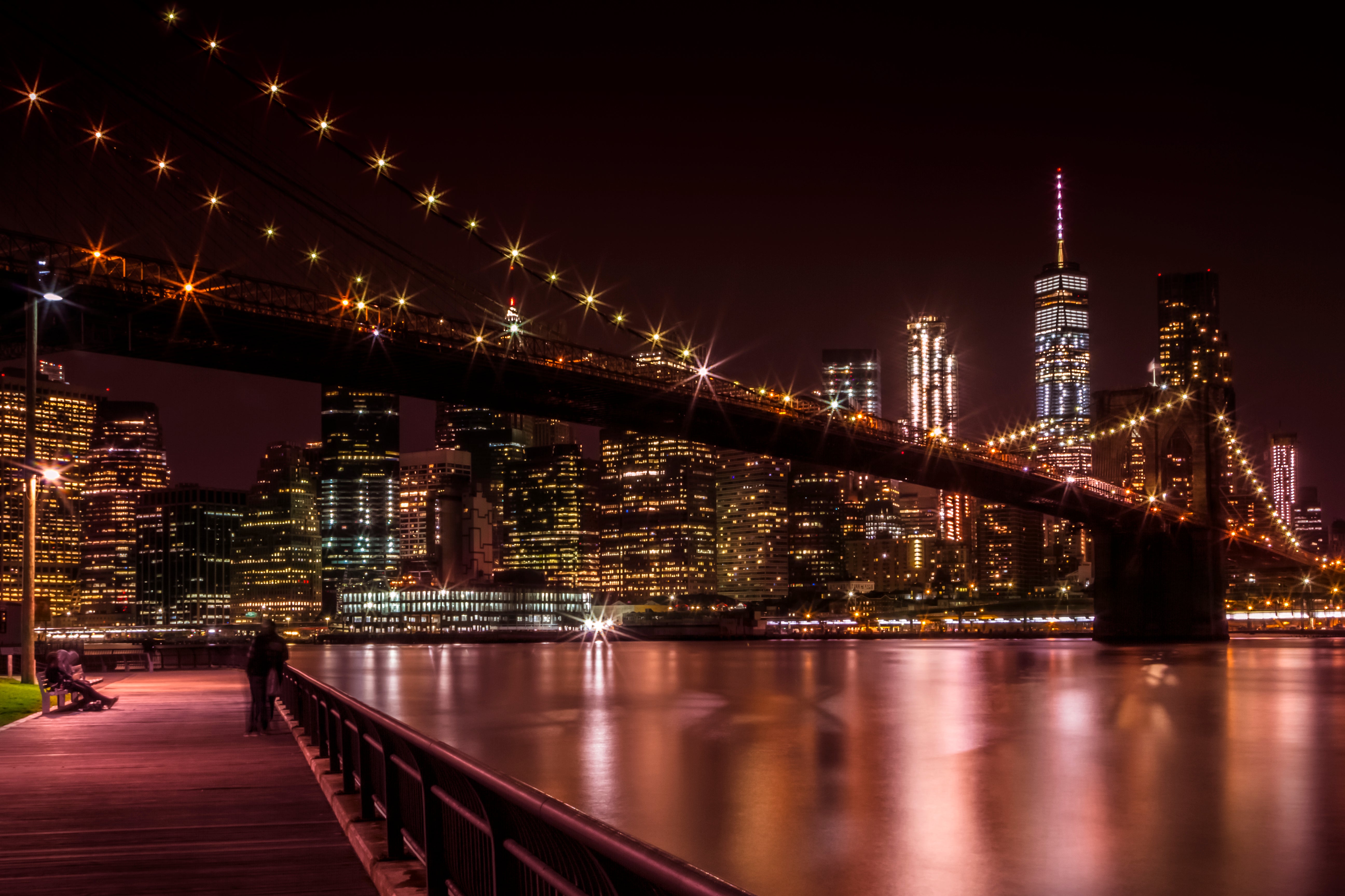 Manhattan Skyline & Brooklyn Bridge Sunset Wall Art