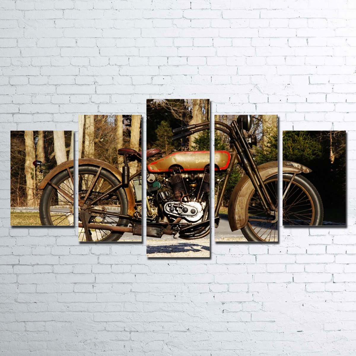 1920's Harley Davidson 5 Piece Wall Art