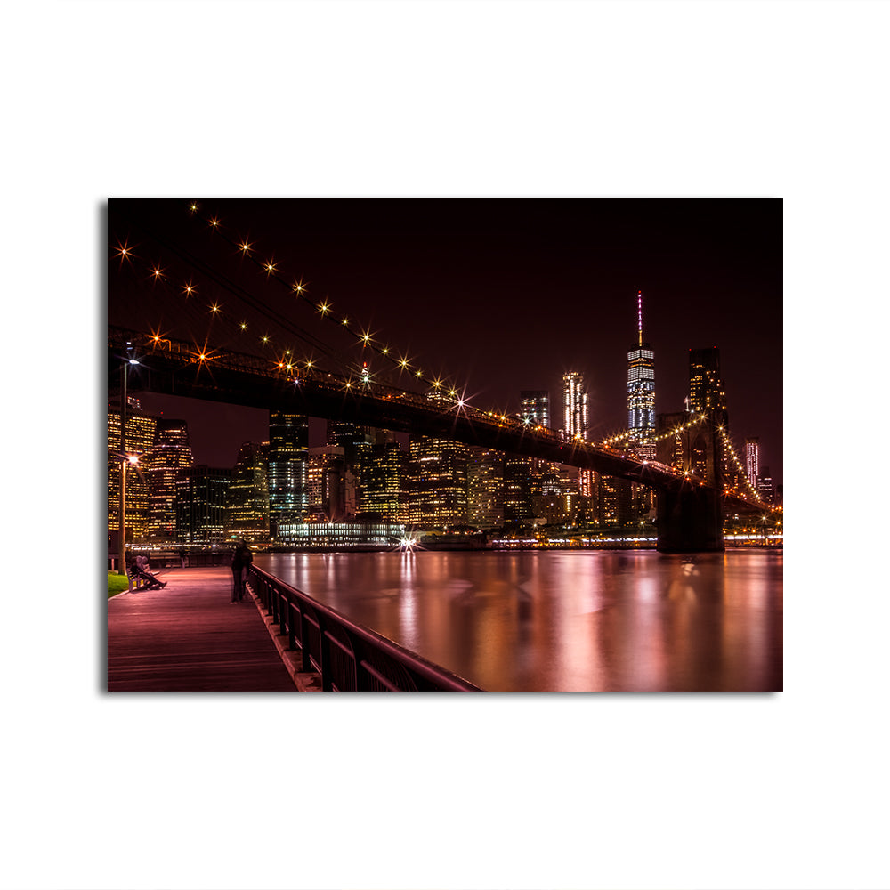 Manhattan Skyline & Brooklyn Bridge Sunset Wall Art