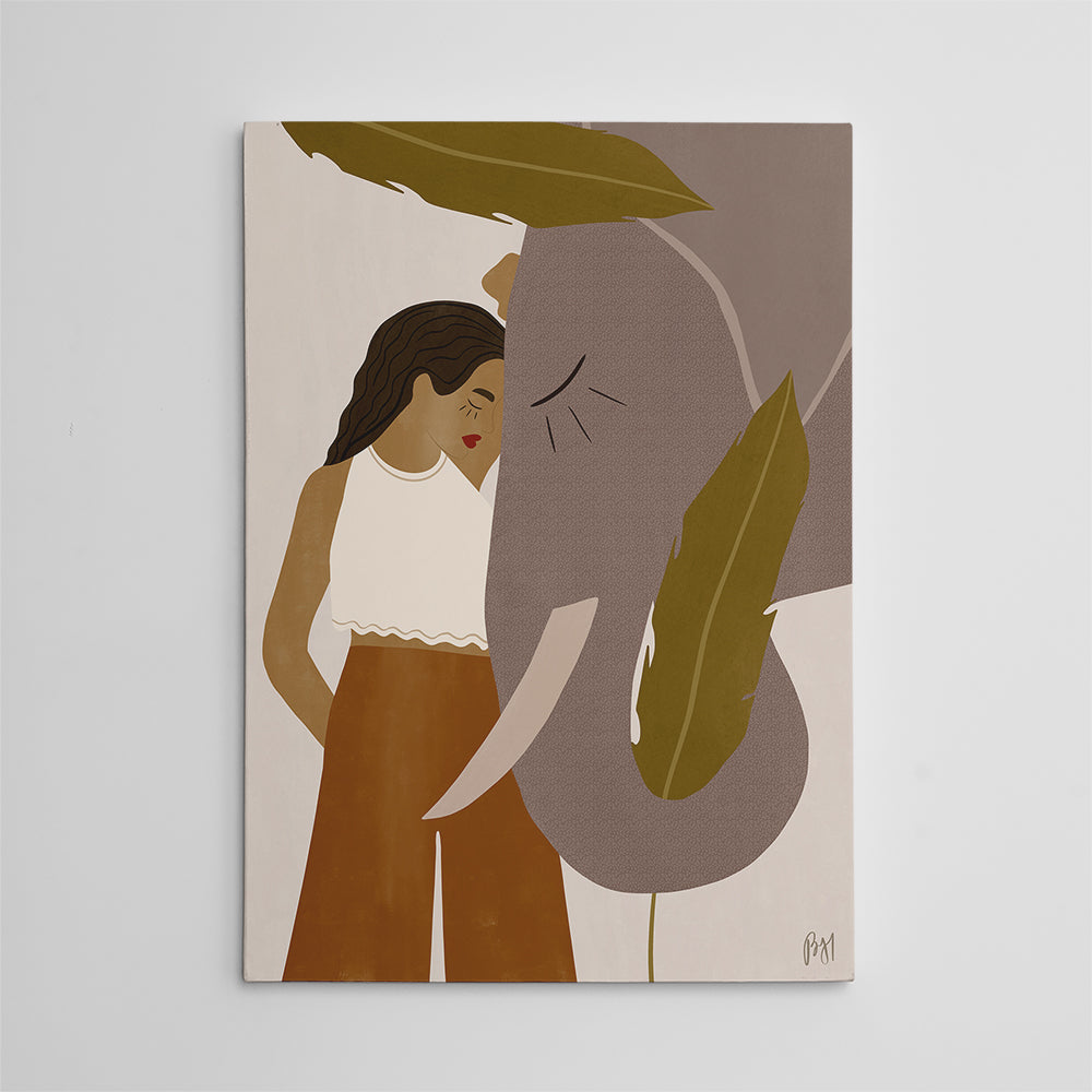 Girl And Elephant Wall Art
