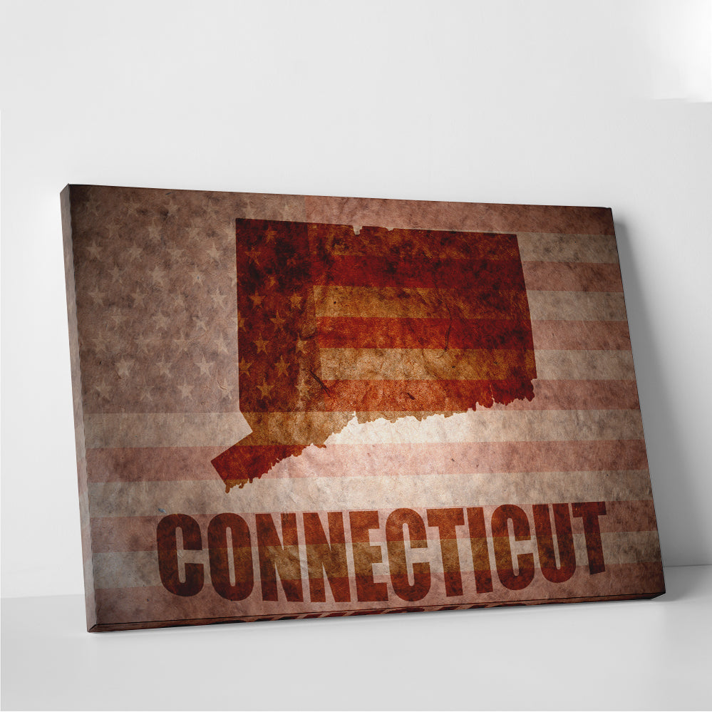 Connecticut map on American Flag