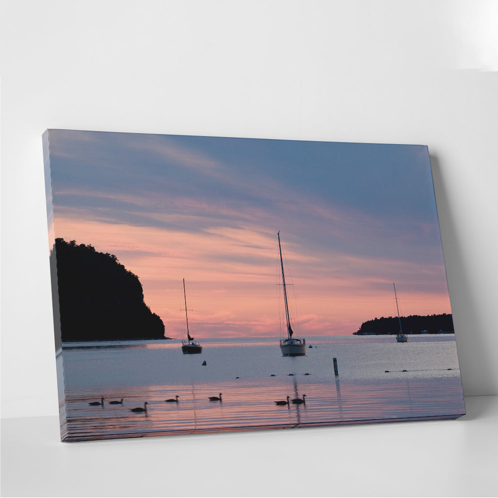 Sailboats At Sunset Door County Wall Art