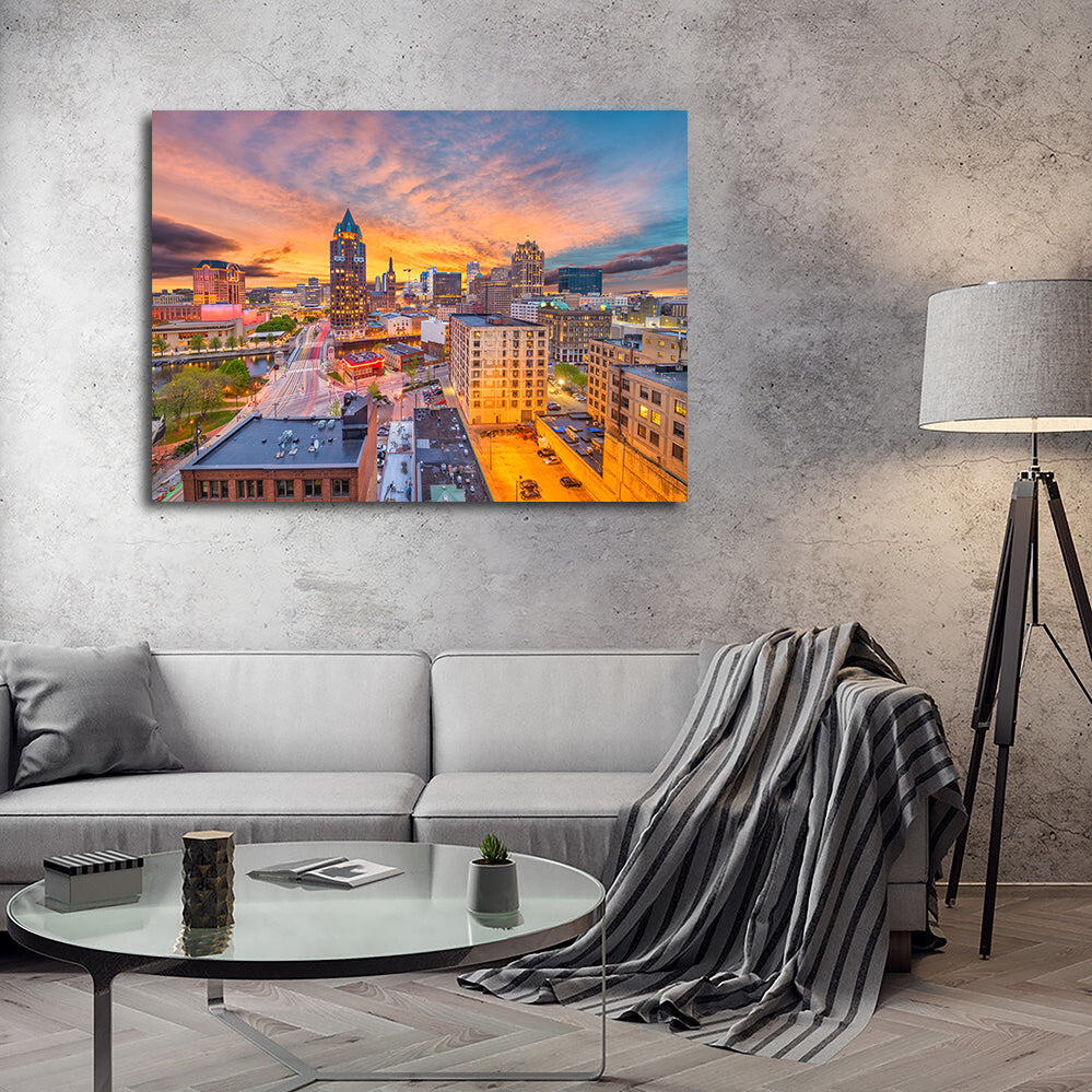 Milwaukee Skyline At Dusk Wall Art