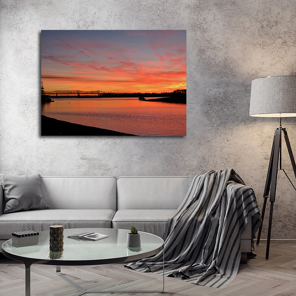 Sunset Mississippi River In Memphis Wall Art