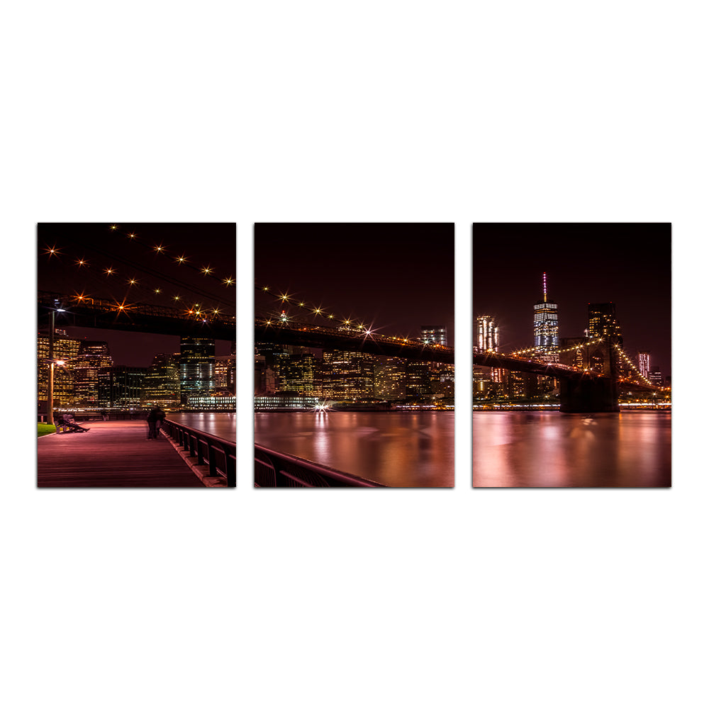 Manhattan Skyline & Brooklyn Bridge Sunset Wall Art