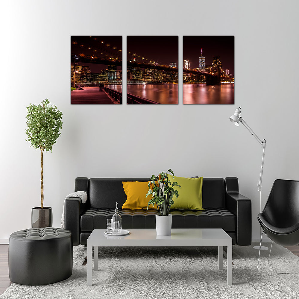 Manhattan Skyline & Brooklyn Bridge Sunset Wall Art
