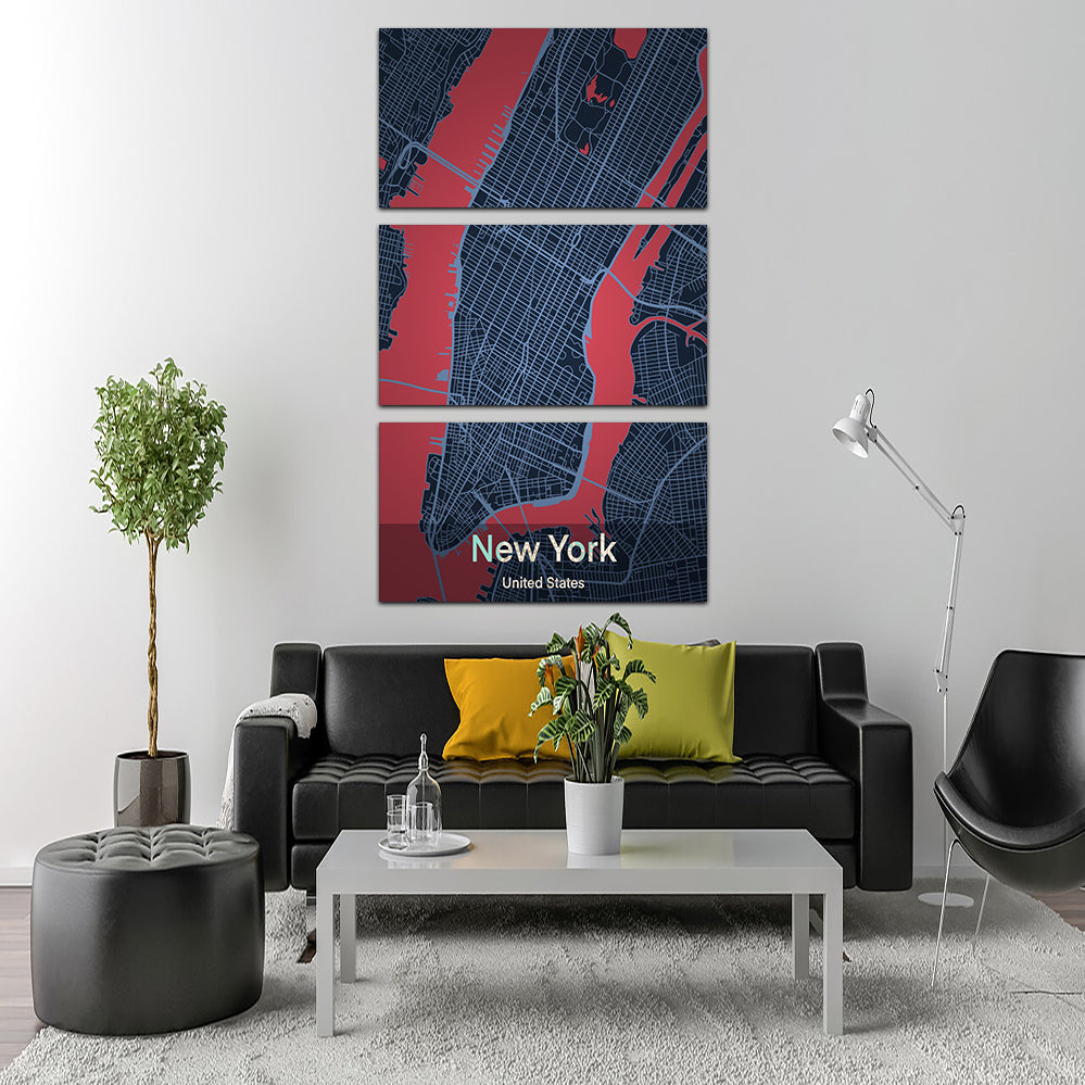New York Map Wall Art