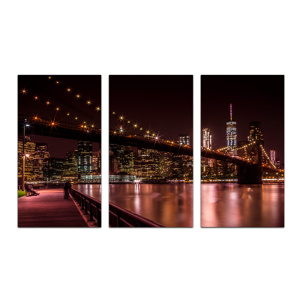 Manhattan Skyline & Brooklyn Bridge Sunset Wall Art