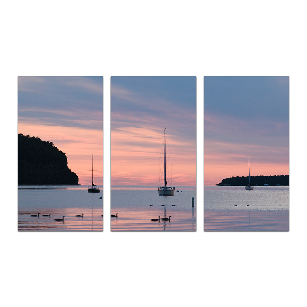 Sailboats At Sunset Door County Wall Art