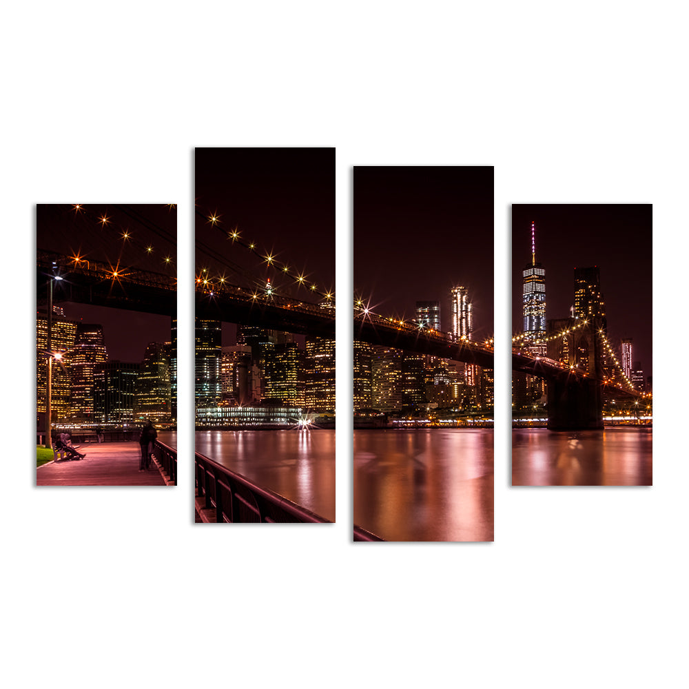 Manhattan Skyline & Brooklyn Bridge Sunset Wall Art