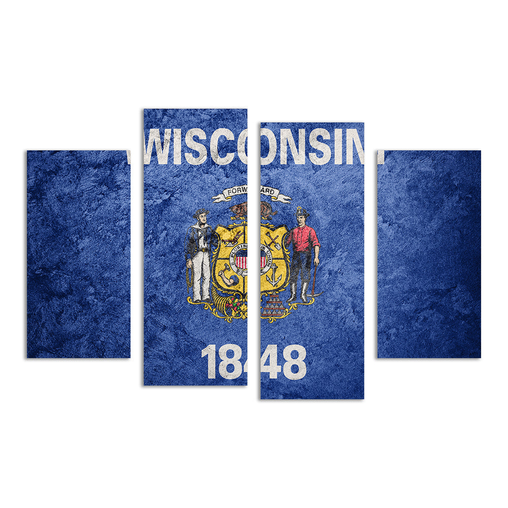 Wisconsin Flag Grunge Wall Art