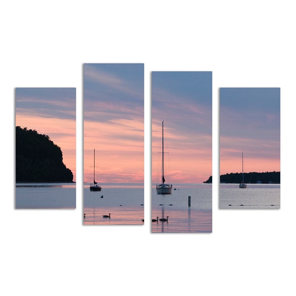 Sailboats At Sunset Door County Wall Art