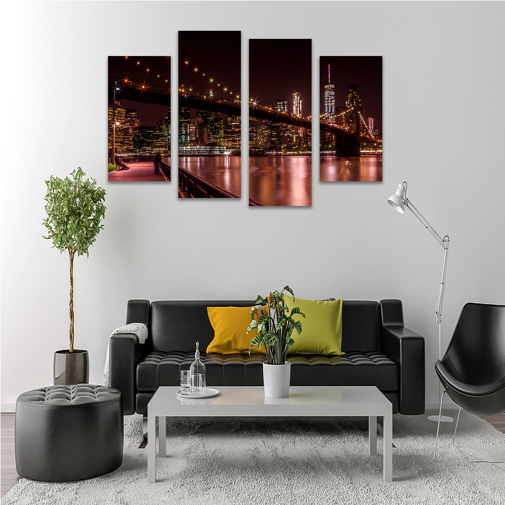 Manhattan Skyline & Brooklyn Bridge Sunset Wall Art