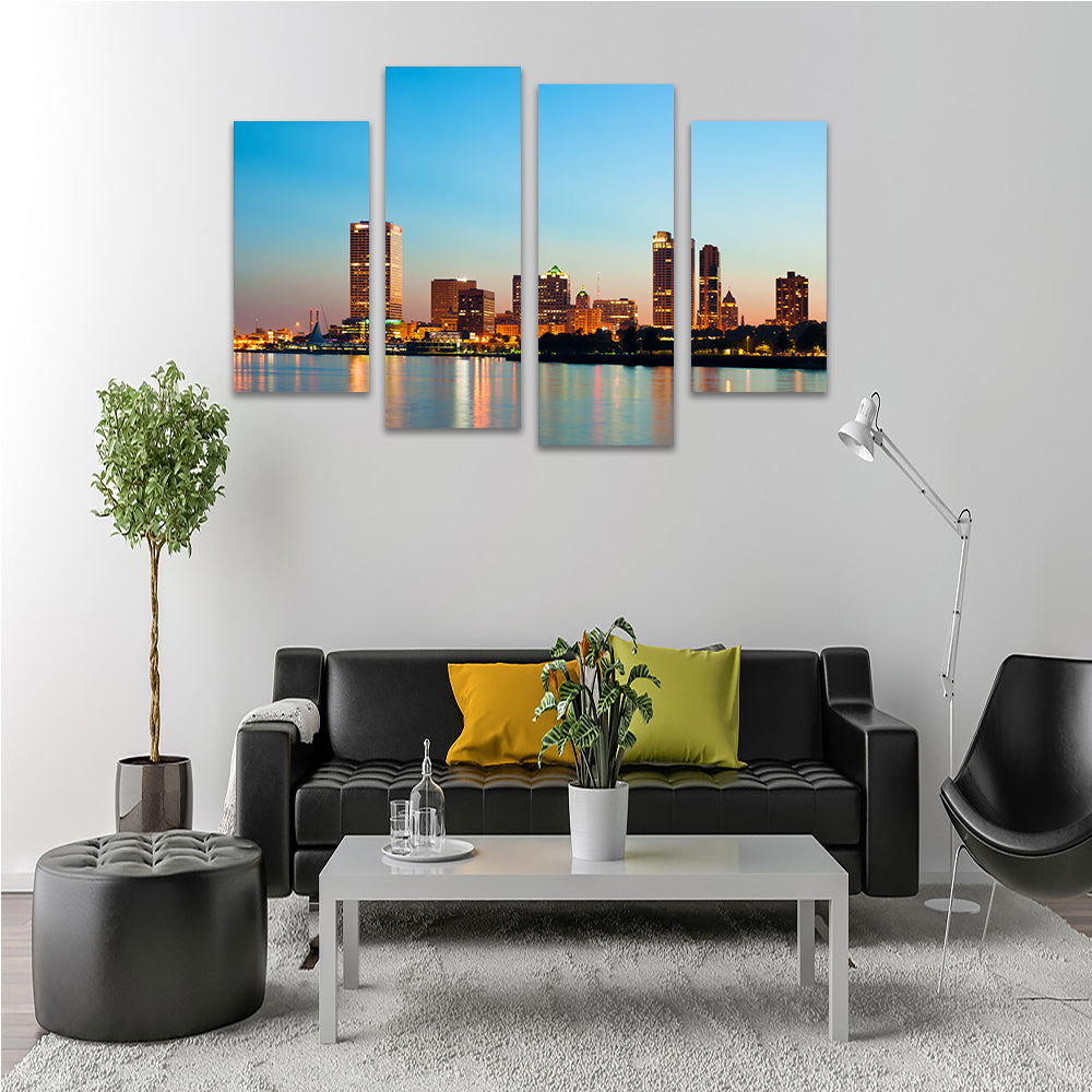 Milwaukee Skyline At Twilight Wall Art