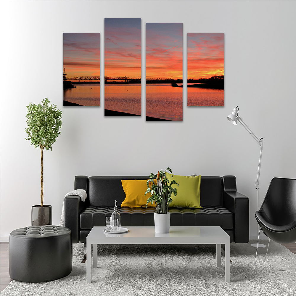 Sunset Mississippi River In Memphis Wall Art