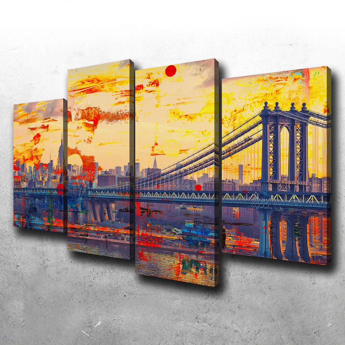 Abstract Manhattan Bridge Canvas Set