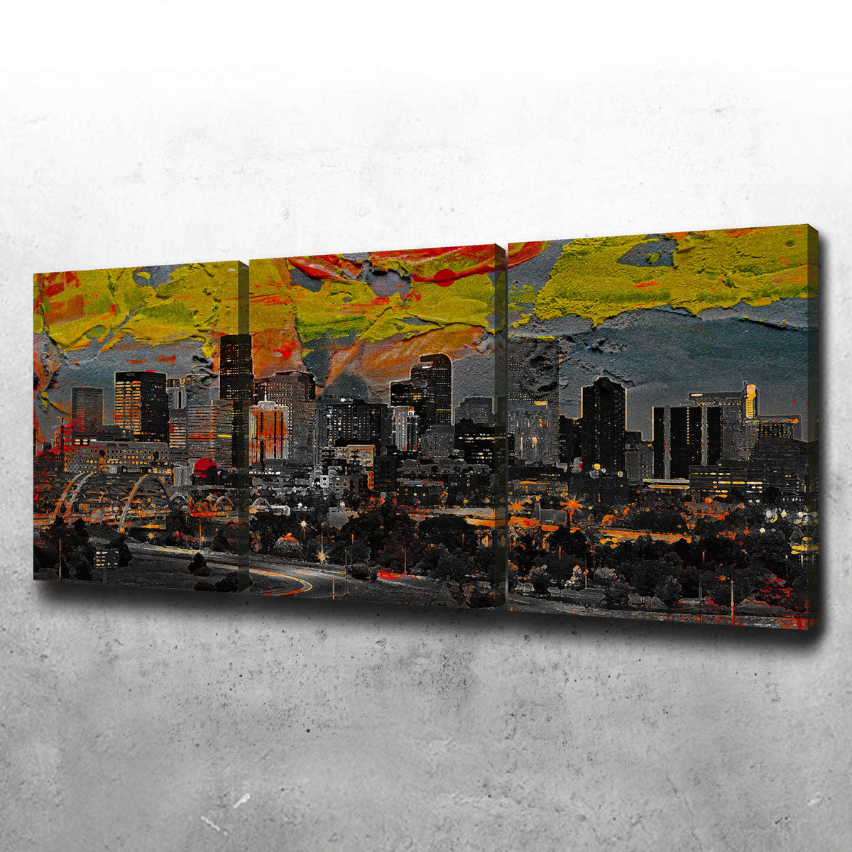 Abstract Denver Skyline Canvas Set