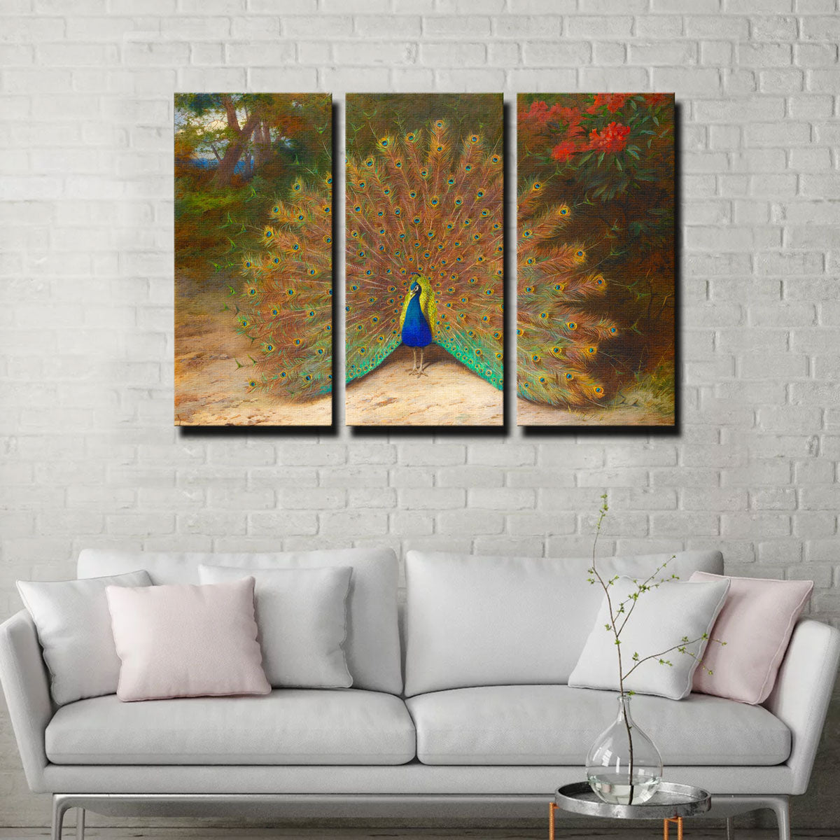 Peacock and Peacock Butterly Wall Art
