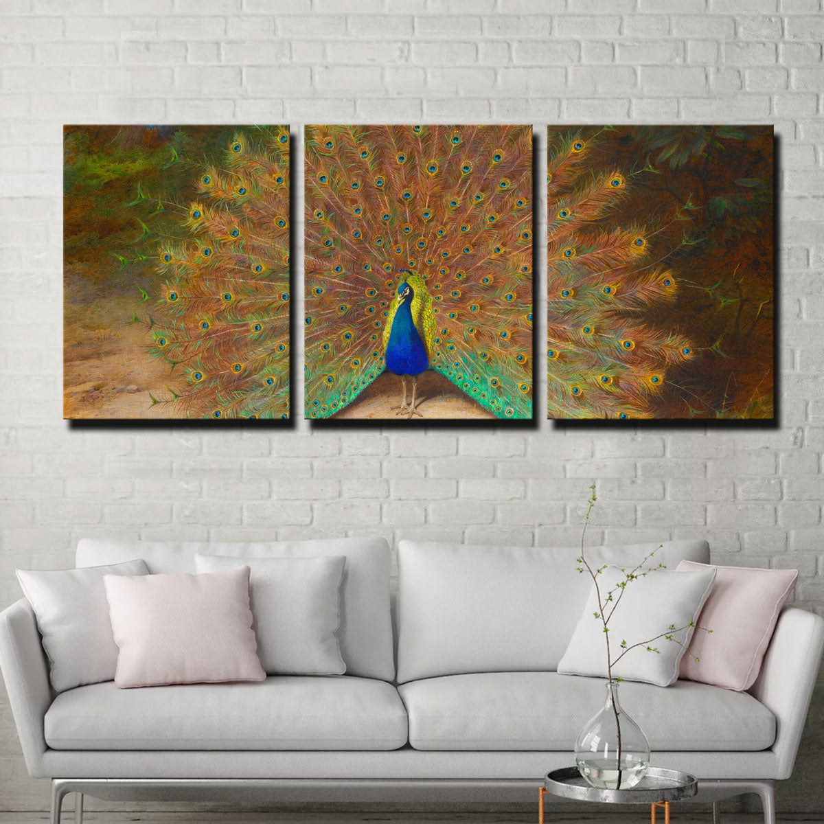 Peacock and Peacock Butterly Wall Art