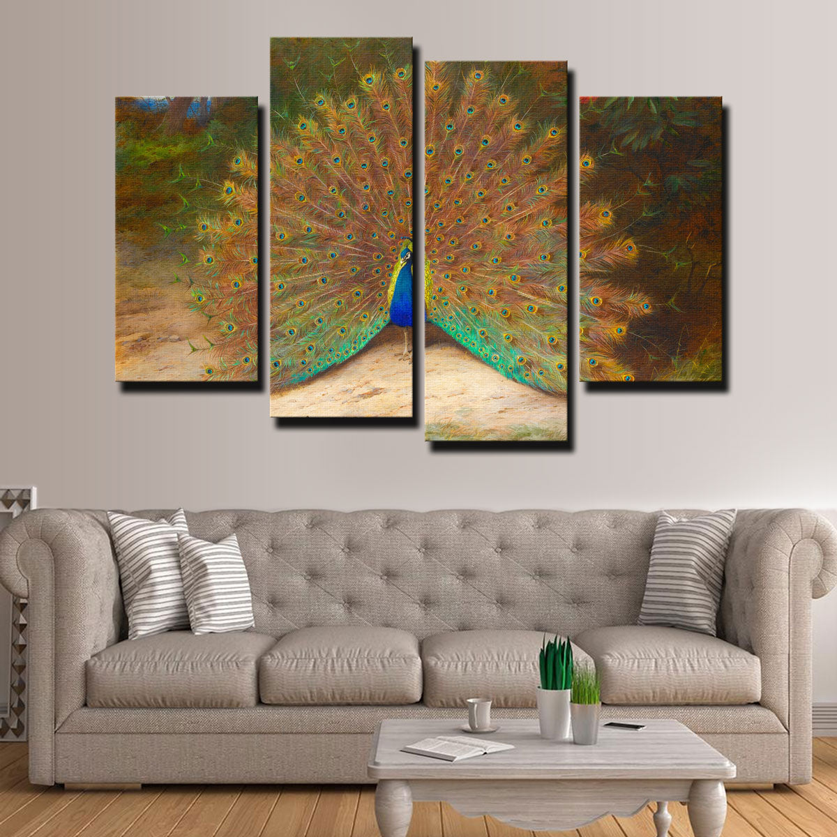 Peacock and Peacock Butterly Wall Art