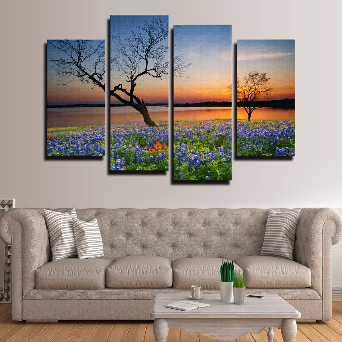 Blooming Bluebonnet Wildflower Field Wall Art