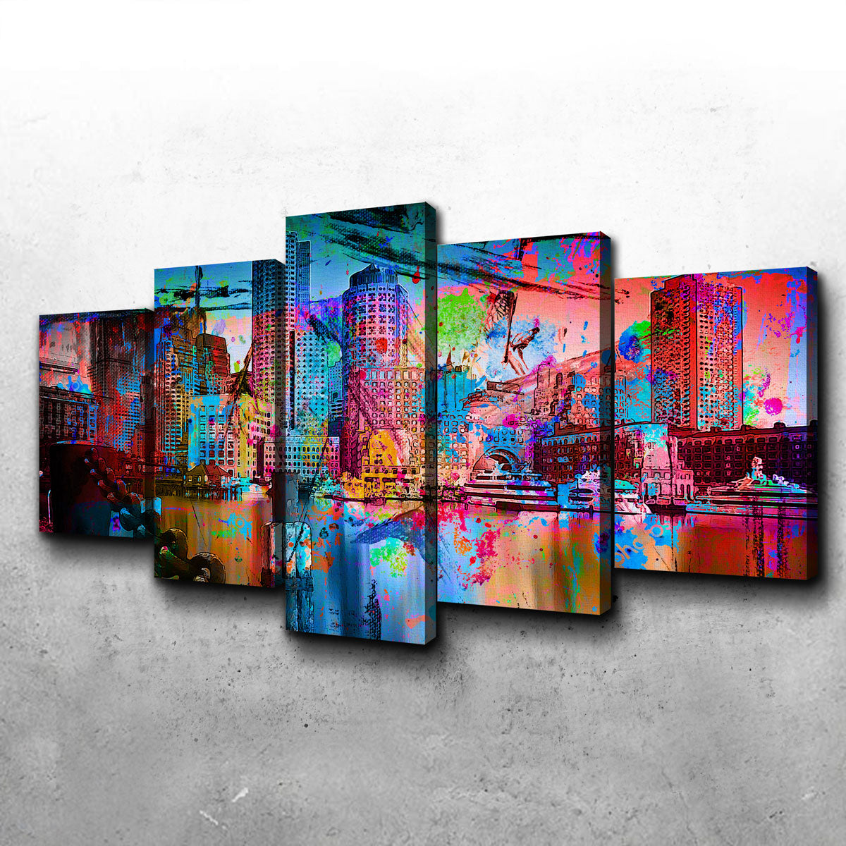 Abstract Boston Skyline Wall Art