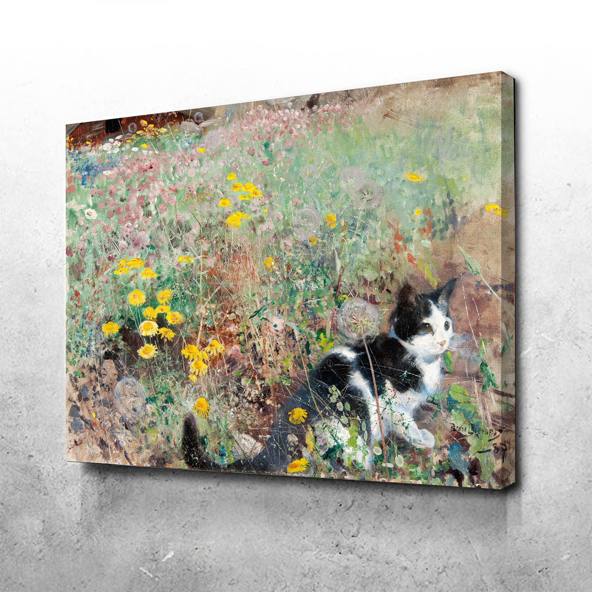 Cat on a Flowery Meadow Wall Art