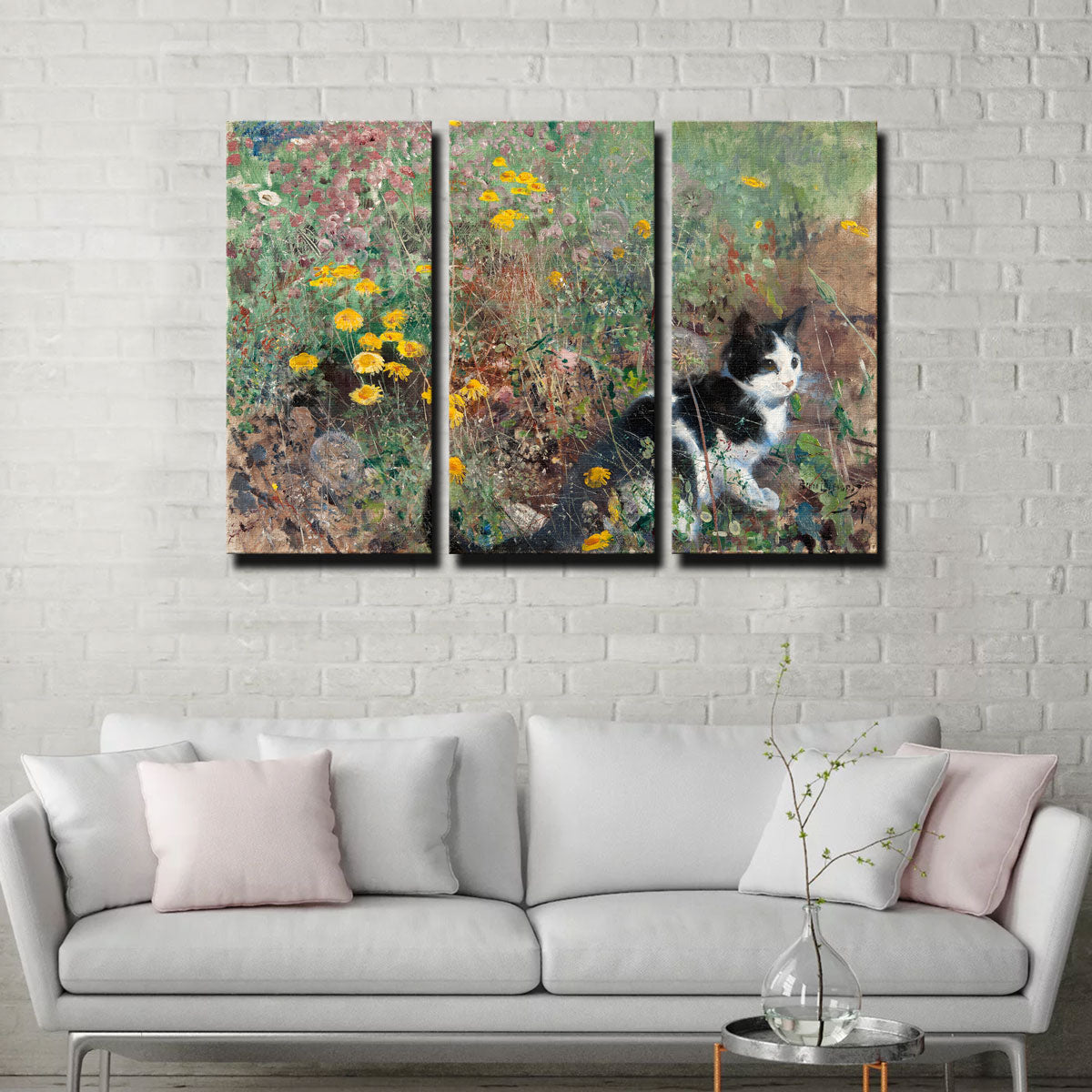 Cat on a Flowery Meadow Wall Art