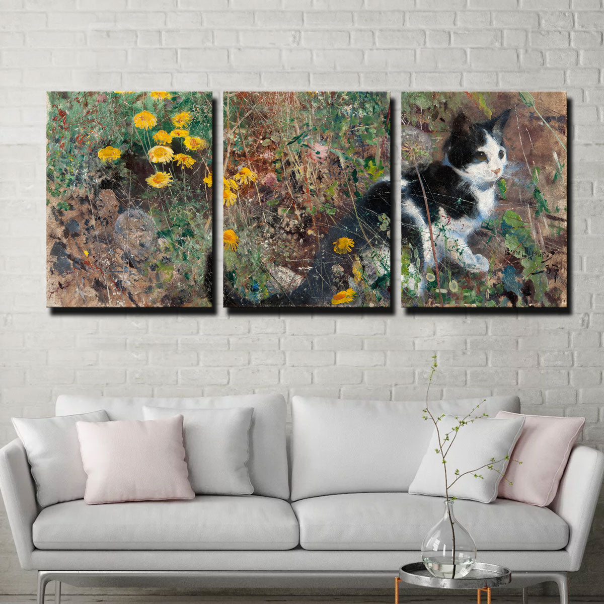 Cat on a Flowery Meadow Wall Art