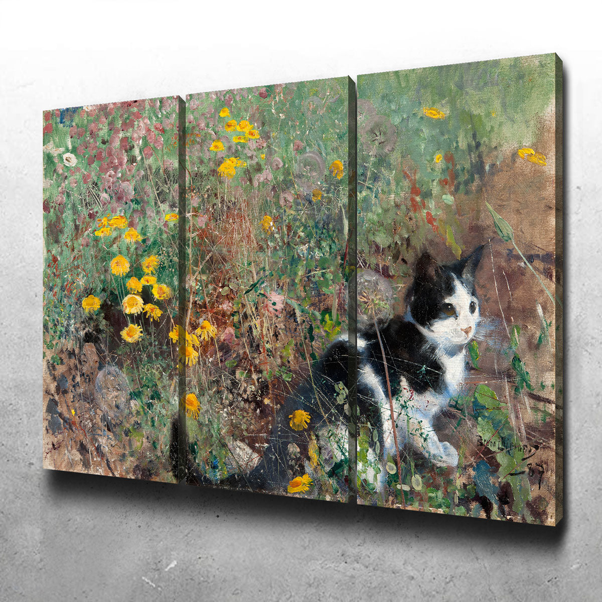 Cat on a Flowery Meadow Wall Art