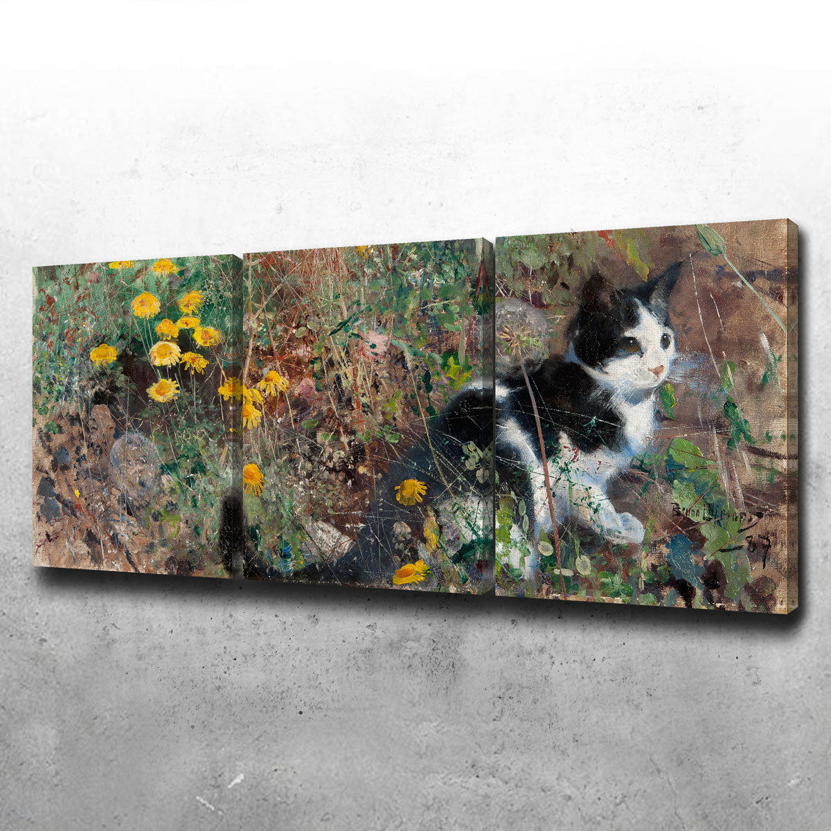Cat on a Flowery Meadow Wall Art