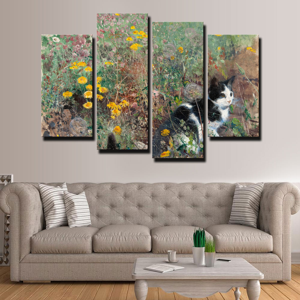 Cat on a Flowery Meadow Wall Art