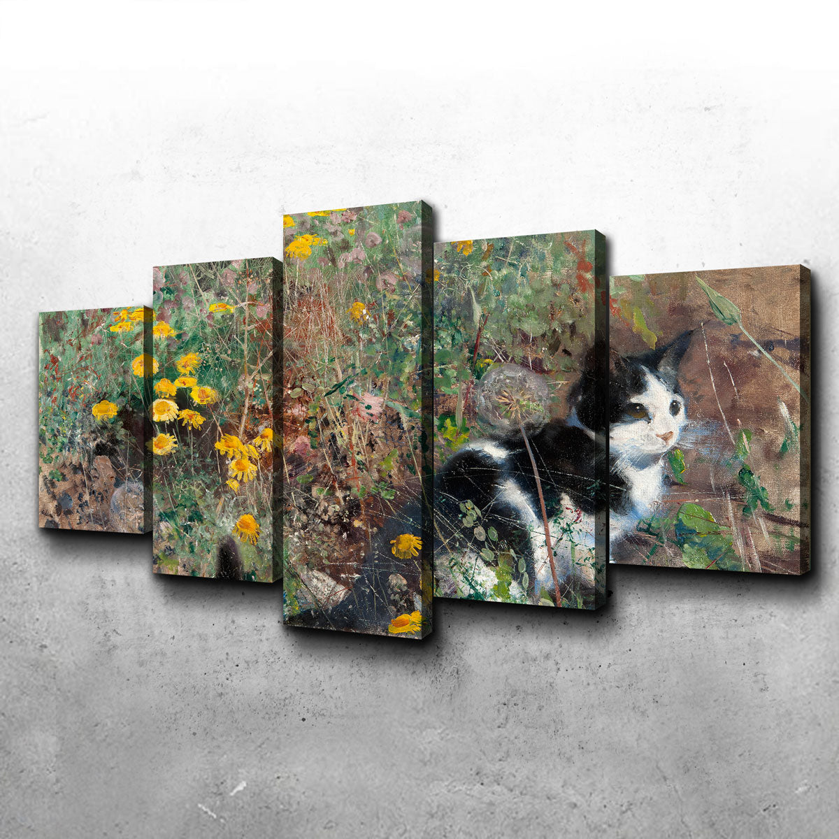 Cat on a Flowery Meadow Wall Art