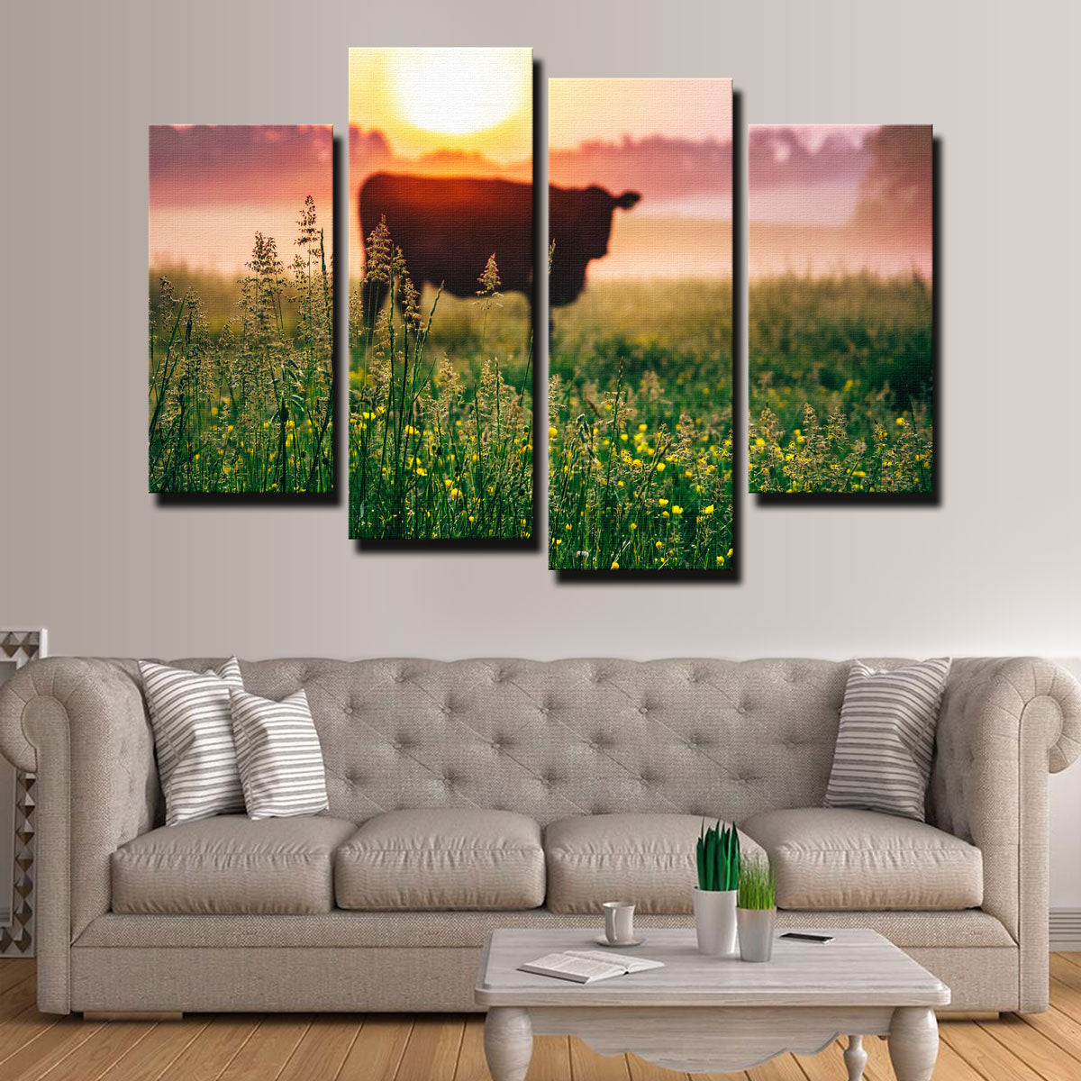 Cow Sunrise Wall Art