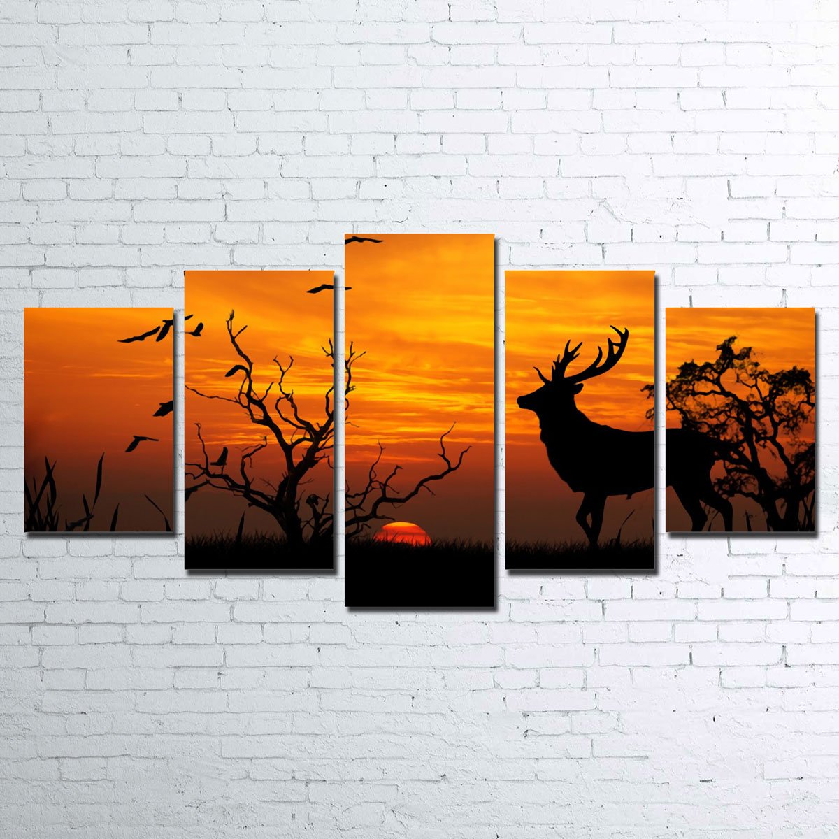 Deer In The Sunset Wall Art
