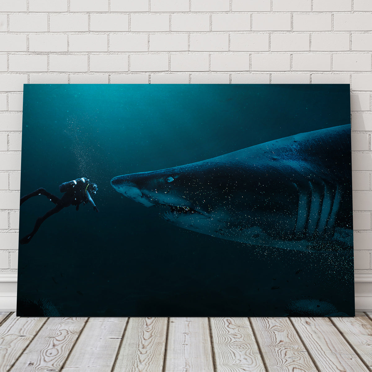 Diver and Shark Wall Art