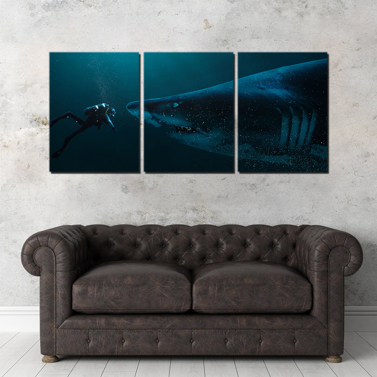 Diver and Shark Wall Art