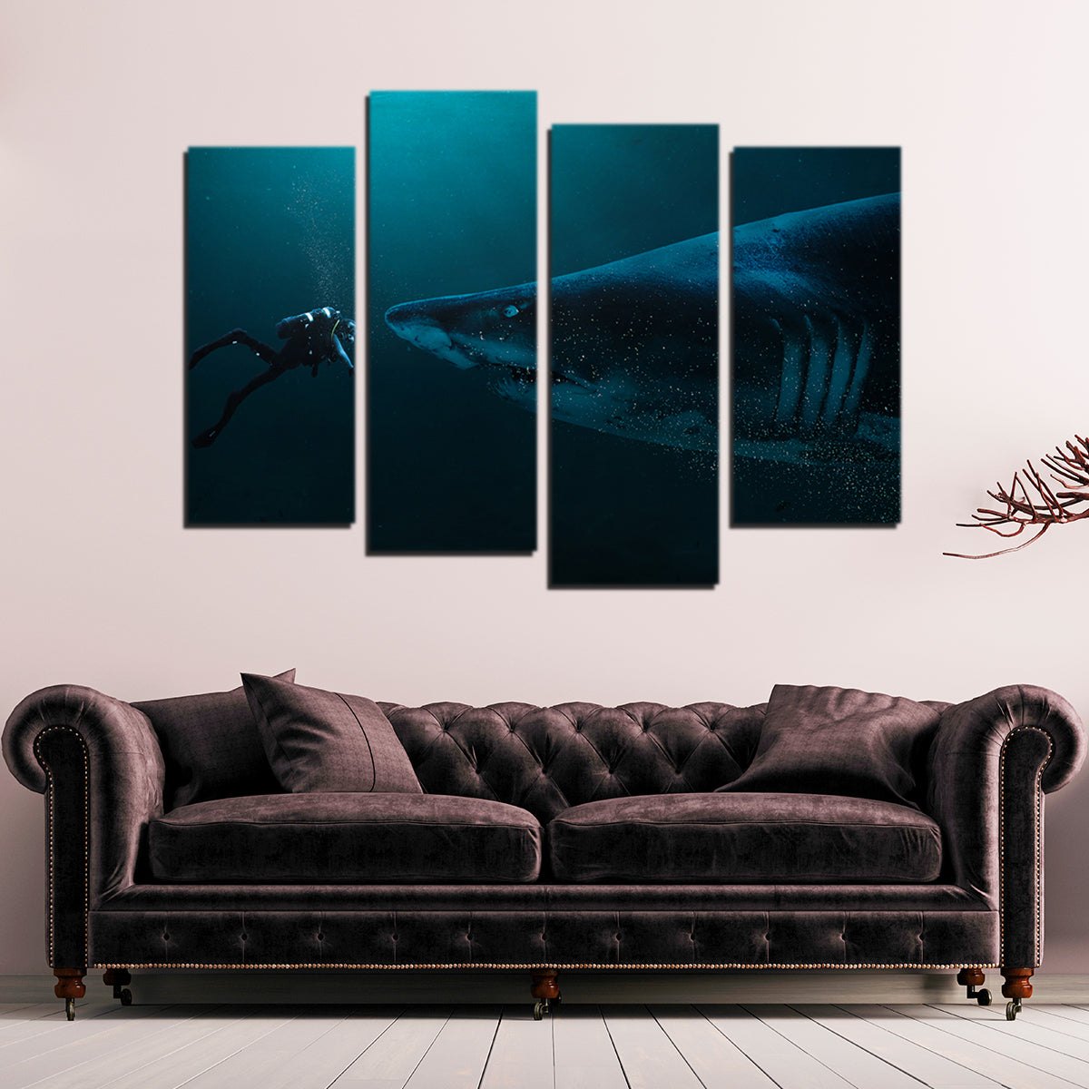 Diver and Shark Wall Art