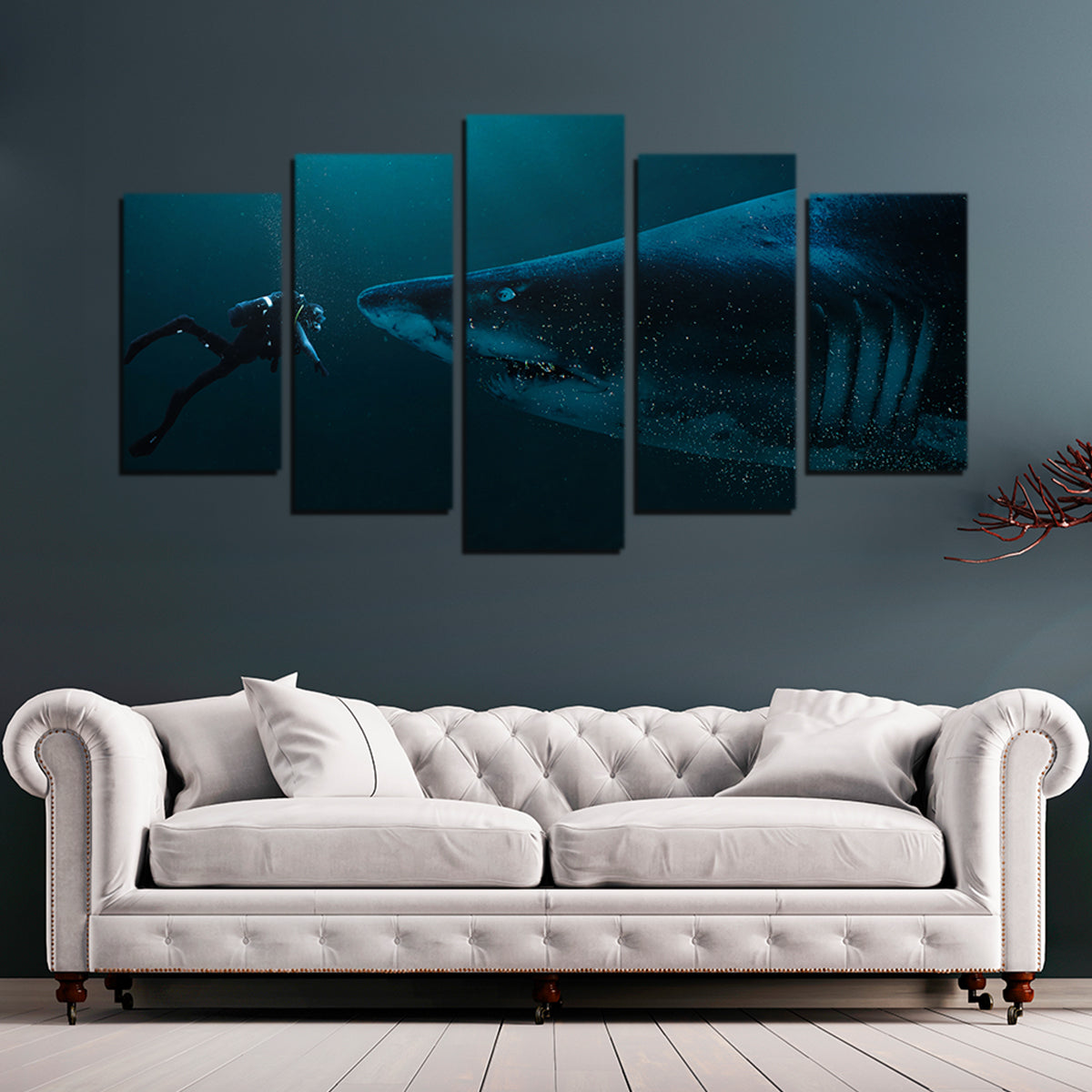 Diver and Shark Wall Art