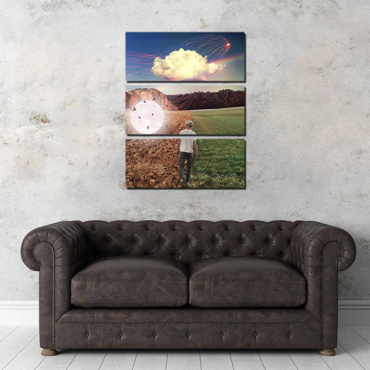 Falling Moon Birds Wall Art